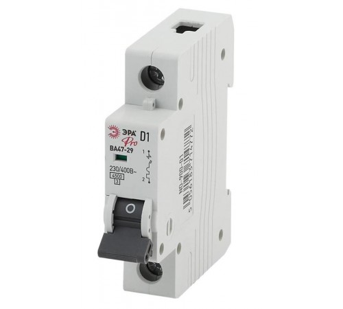 Выключатель автоматический однополюсный NO-902-204 ВА47-29 1Р 1А 4,5кА кривая D (12/180/3780) Pro  Б0048794  ЭРА