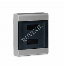 Щиток тусо о/п на 24 мод. с двер. 370х302х95мм (серый с прозрачной дверцей)  68324СП  Рувинил