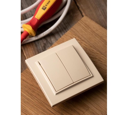 Выключатель 2-кл. СП 10А бежевый Минск EKFERV10-023-20EKF