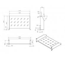 Hyperline TAL3-2U-300-RAL9005 Полка угловая с перфорацией 19", 2U, ширина 440 мм, глубина 300 мм, цвет черный (RAL 9005) 431394Hyperline
