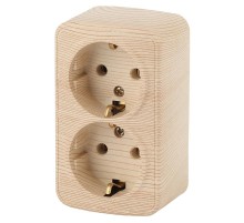 3-204-11 Intro Розетка 2х2P+E Schuko, 16А-250В, IP20, ОУ, Polo, сосна  Б0036110  Intro