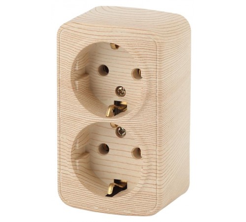 3-204-11 Intro Розетка 2х2P+E Schuko, 16А-250В, IP20, ОУ, Polo, сосна  Б0036110  Intro