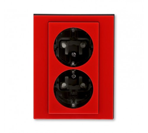 ABB Levit Красный / дымчатый чёрный Розетка 2-ая с з/к со шторками 16А  5522H-C03457 65W  2CHH223457C6065  ABB