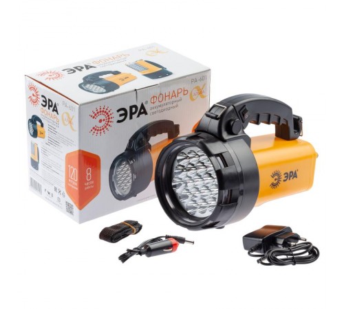 Фонарь прожекторный  PA-601  АЛЬФА 19xLED + 24xLED, литий 3Ач, ЗУ 220V+12V, карт]  Б0031036  ЭРА