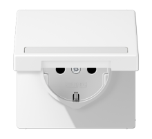 Розетка SCHUKO® с крышкой, с полем для надписи; термопласт; белый матовый   LS1520BFNAKLWWM  Jung