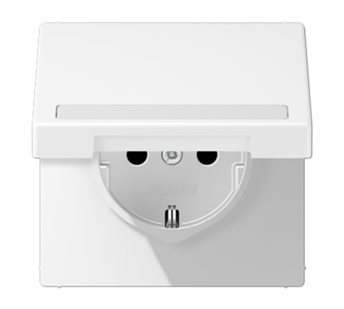 Розетка SCHUKO® с крышкой, с полем для надписи; термопласт; белый матовый   LS1520BFNAKLWWM  Jung