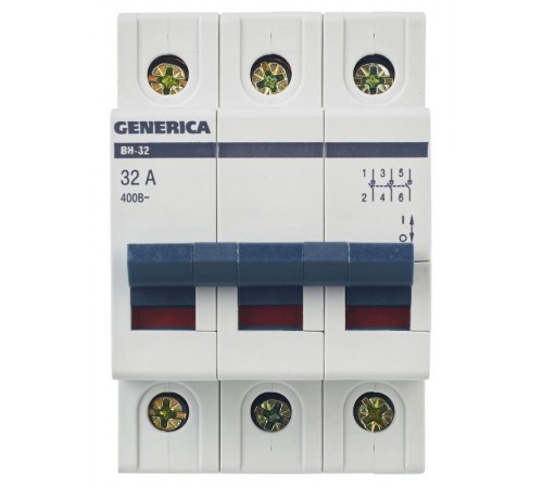Выключатель нагрузки модульный (мини-рубильник) ВН-32 3Р 32А  MNV15-3-032  GENERICA