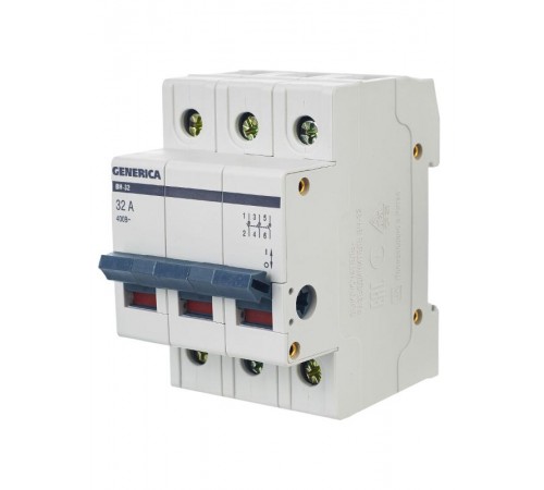 Выключатель нагрузки модульный (мини-рубильник) ВН-32 3Р 32А  MNV15-3-032  GENERICA