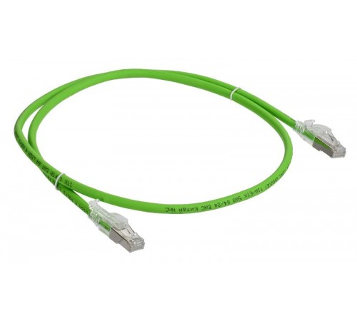 ITK Коммутационный шнур кат.6A S/FTP 2м st. лент. замок зел.  PC02-C6ASL-2M-SC-RL  ITK