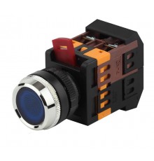 Кнопка управления  ABLFS-22 синий d22мм неон/240В 1з+1р (10/400/3200)  Б0045657  ЭРА