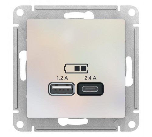 AtlasDesign Жемчуг USB Розетка A+С, 5В/2,4А, 2х5В/1,2А, механизм  ATN000439  SE