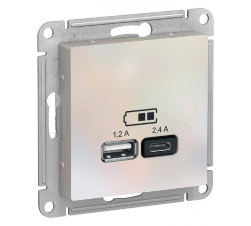 AtlasDesign Жемчуг USB Розетка A+С, 5В/2,4А, 2х5В/1,2А, механизм  ATN000439  SE