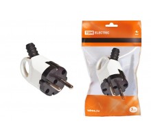 Вилка угловая с ушком с/з белая 16А 250В   SQ1806-0005  TDM