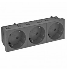 Розетка тройная 33° с з/к, 250 В, 16A (черный) (STD-D3 SWGR3)  6120130  OBO Bettermann