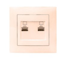 Валенсия розетка компьютерная RJ-45 2-местная кремовая EKF PROxima   EWK02-035-20   EKF