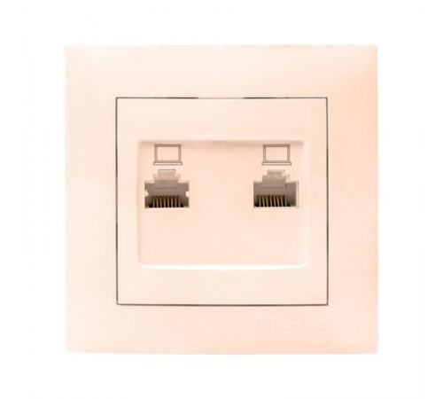 Валенсия розетка компьютерная RJ-45 2-местная кремовая EKF PROxima   EWK02-035-20   EKF