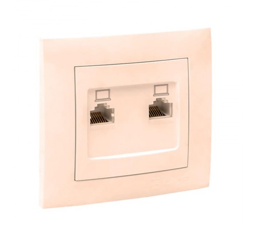 Валенсия розетка компьютерная RJ-45 2-местная кремовая EKF PROxima   EWK02-035-20   EKF