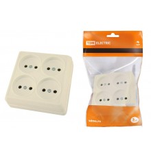 Розетка четырехместная 2П открытой установки IP20 10A сл.кость "Ладога"  SQ1801-0220  TDM