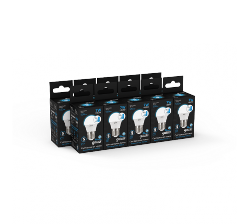 Лампа светодиодная Шар 7W 550lm 6500K Е27 шаг. диммирование LED 1/10/100  105102307-S  Gauss