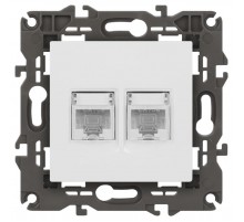 14-3108-01 Розетка 2хRJ45, IP20, белый  Б0034308  ЭРА