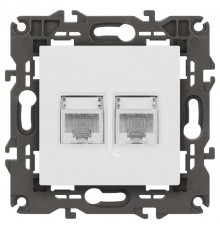 14-3108-01 Розетка 2хRJ45, IP20, белый  Б0034308  ЭРА