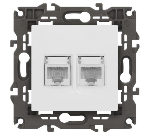 14-3108-01 Розетка 2хRJ45, IP20, белый  Б0034308  ЭРА