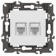 14-3108-01 Розетка 2хRJ45, IP20, белый  Б0034308  ЭРА