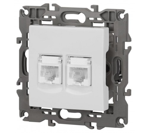 14-3108-01 Розетка 2хRJ45, IP20, белый  Б0034308  ЭРА