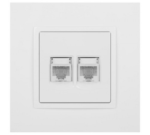 14-3108-01 Розетка 2хRJ45, IP20, белый  Б0034308  ЭРА