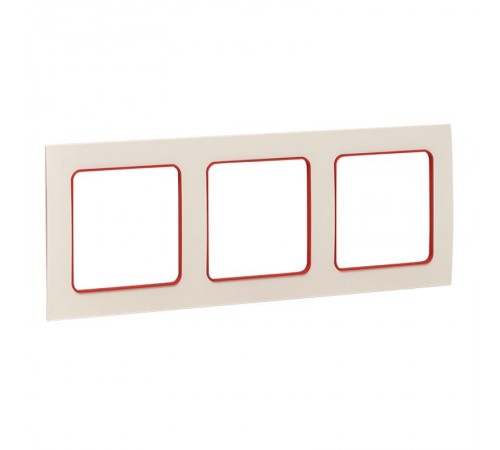 Стокгольм Рамка 3-местная белая с линией цвета красный PROxima  EAM-G-304-10  EKF