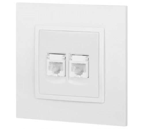 14-3108-01 Розетка 2хRJ45, IP20, белый  Б0034308  ЭРА