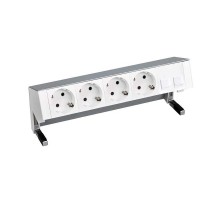 Simon S400 Настольный розеточный блок, 4х2P+E, адаптер для 2хRJ45, моноблок, алюминий, Simon 400  42504020-133  Simon