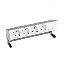 Simon S400 Настольный розеточный блок, 4х2P+E, адаптер для 2хRJ45, моноблок, алюминий, Simon 400  42504020-133  Simon