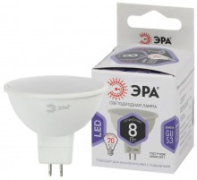 Лампа светодиодная LED MR16-8W-860-GU5.3 (диод, софит, 8Вт, холод, GU5.3) (10/100/4200) Б0049071  ЭРА