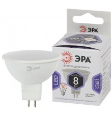Лампа светодиодная LED MR16-8W-860-GU5.3 (диод, софит, 8Вт, холод, GU5.3) (10/100/4200) Б0049071  ЭРА