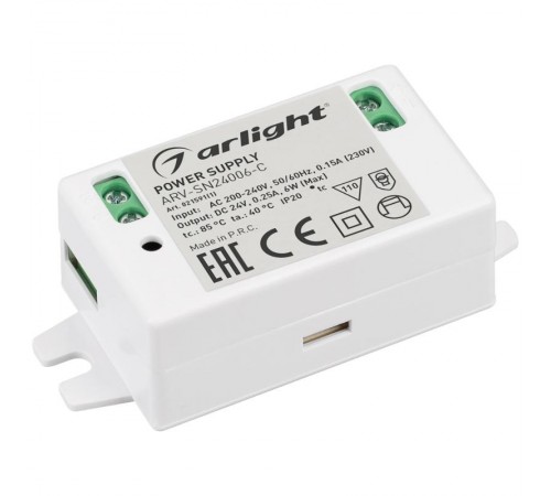Блок питания ARV-SN24006-C (24V, 0.25A, 6W) (Arlight, IP20 Пластик, 3 года)  021591(1)  Arlight