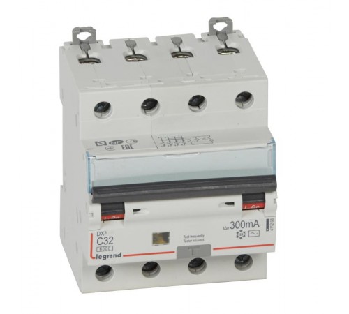 Выключатель автоматический дифференциального тока DX3 6000 4п 32А С 300мА тип AС  411208  Legrand