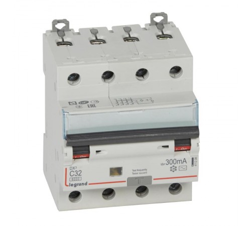 Выключатель автоматический дифференциального тока DX3 6000 4п 32А С 300мА тип AС  411208  Legrand