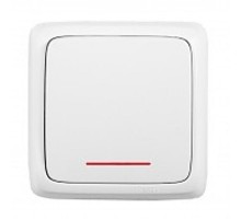 Выключатель открытой установки, одноклавишный, с индикацией, с изолирующей пластиной, цвет белый  ВА10-114  HEGEL