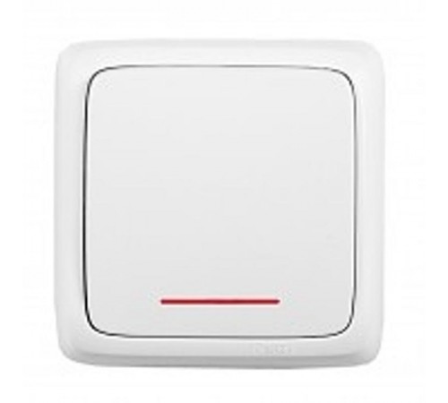 Выключатель открытой установки, одноклавишный, с индикацией, с изолирующей пластиной, цвет белый  ВА10-114  HEGEL