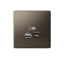 ArtGallery Мокко Розетка USB A + тип-C 45Вт высокоскор.заряд. QC, PD, механизм  GAL000629  SE