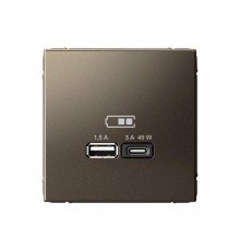 ArtGallery Мокко Розетка USB A + тип-C 45Вт высокоскор.заряд. QC, PD, механизм  GAL000629  SE