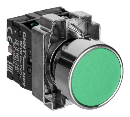 Кнопка управления NP2-BA35 без подсветки зеленая, 1НЗ +1НО IP40 (R)  573964  CHINT