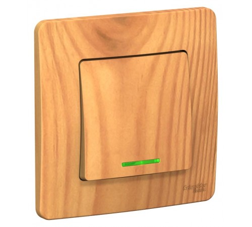 Blanca Ясень С/У Выключатель 1-клавишный с подсветкой, 10А, 250B  BLNVS010115  SE