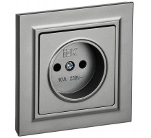 BRITE Розетка без заземления без шторок10А в сборе РСР10-1-0-БрС сталь  BR-R10-10-K46-F  IEK