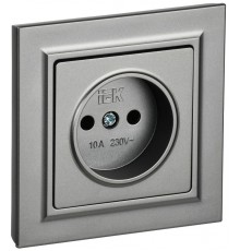 BRITE Розетка без заземления без шторок10А в сборе РСР10-1-0-БрС сталь  BR-R10-10-K46-F  IEK