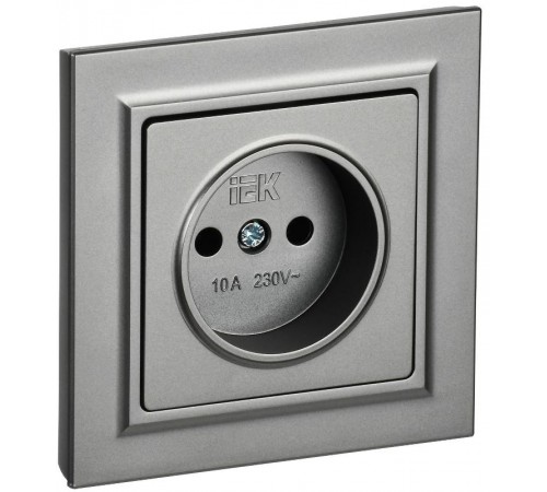 BRITE Розетка без заземления без шторок10А в сборе РСР10-1-0-БрС сталь  BR-R10-10-K46-F  IEK