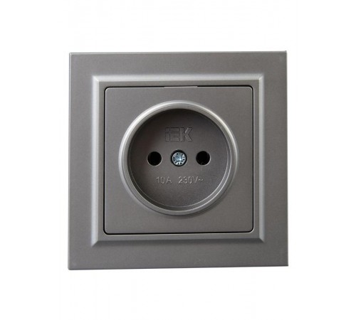 BRITE Розетка без заземления без шторок10А в сборе РСР10-1-0-БрС сталь  BR-R10-10-K46-F  IEK