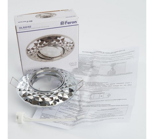 Светильник точечный встраиваемый под лампу DL6242 MR16 50W G5.3 "круг", хром  32680  FERON