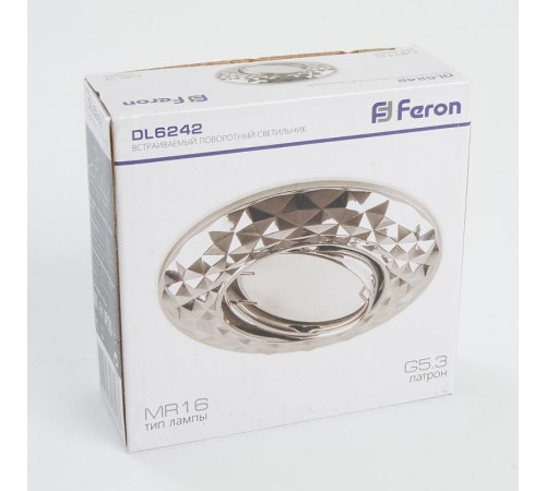 Светильник точечный встраиваемый под лампу DL6242 MR16 50W G5.3 "круг", хром  32680  FERON